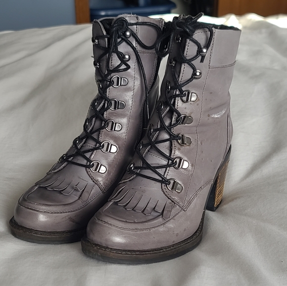 Eric Michael Leather Ankle Boots Grey with Heel Sz 37 Sz 6.5/7 - Picture 3 of 12